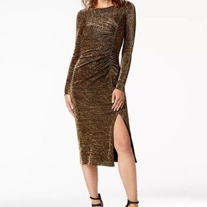 NWT Rachel Zoe Black/Gold Metallic Midi Dress 6